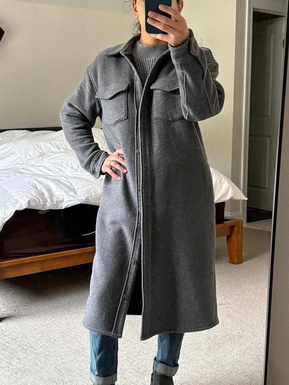 Outerknown Wool Pea Coat in Gray Size Small